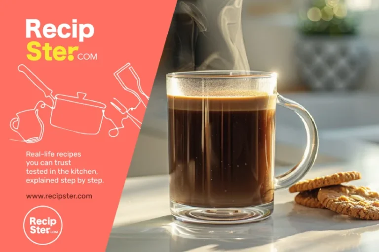 Homemade coffee and hot chocolate mix served in a warm mug with steam rising