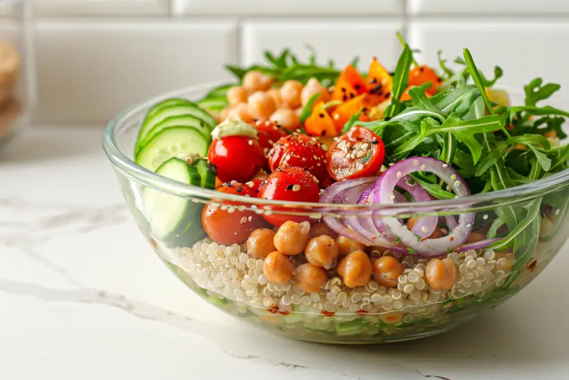 The classic Mediterranean bowl, colorful and balanced.