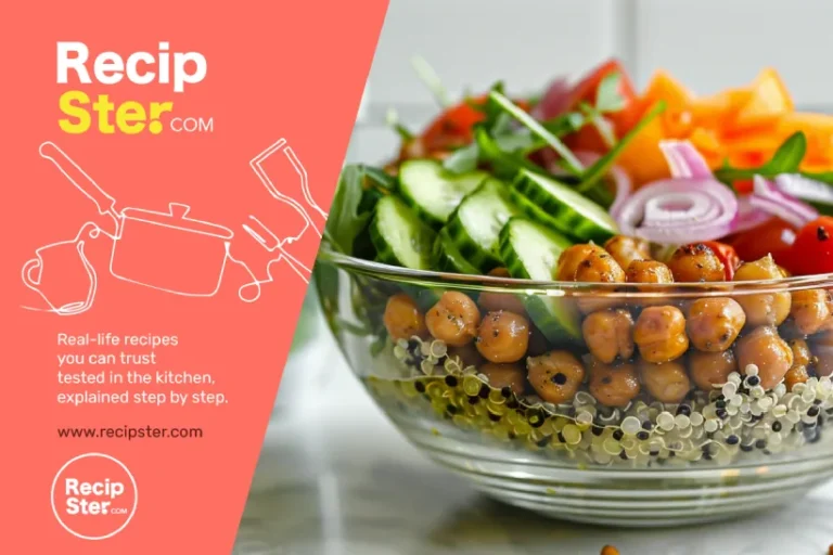 Mediterranean bowl with veggies, grains, hummus, and fresh herbs