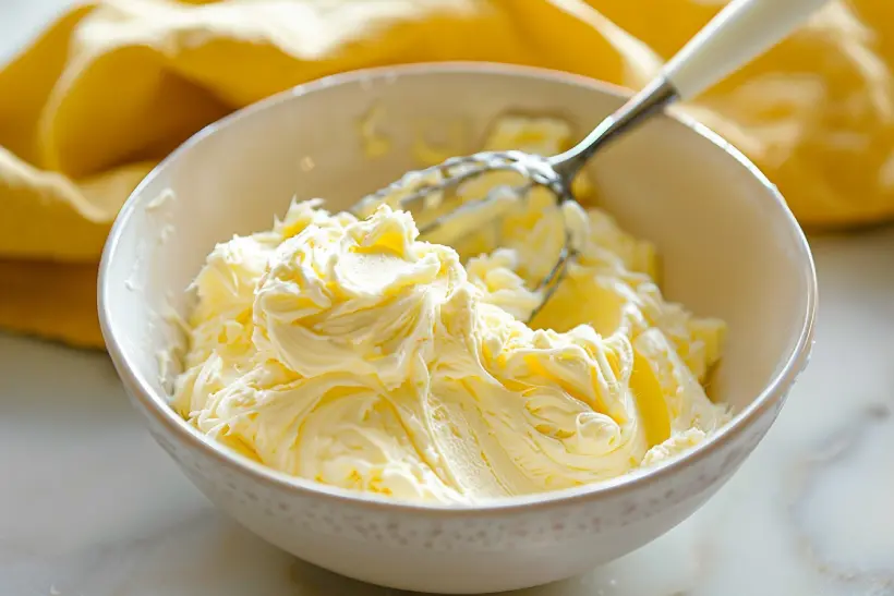 Butter and sugar creamed until light and fluffy in a mixing bowl