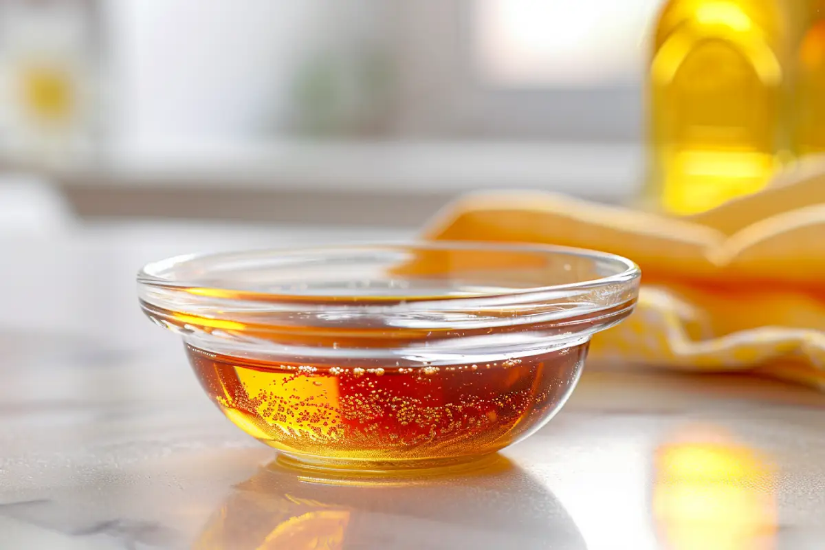 Fish sauce in a glass bowl with natural daylight