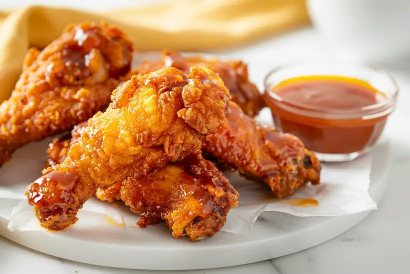 Chicken wings lightly coated with tonkatsu sauce served with extra sauce on the side