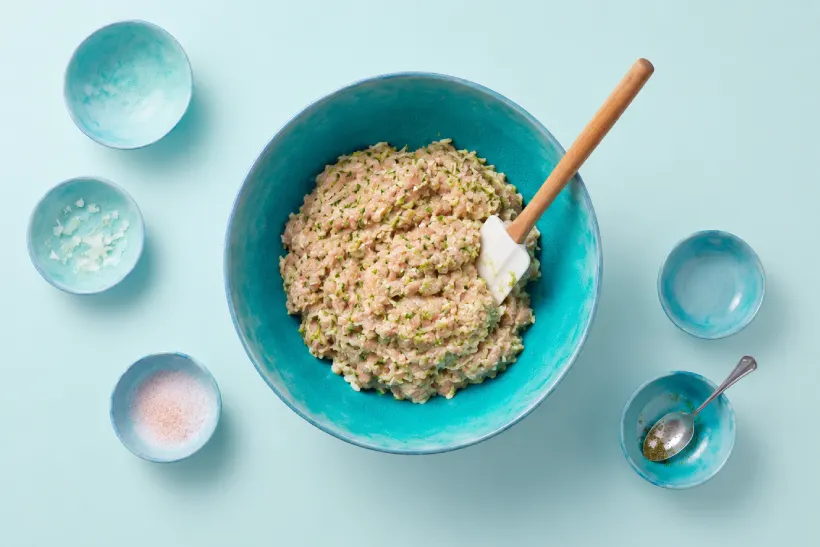 Chicken meatball mixture with zucchini before shaping